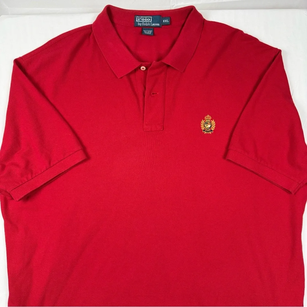 Vintage Polo Ralph Lauren‎ Men's XXL Red Shirt Gold Crest Logo Classic